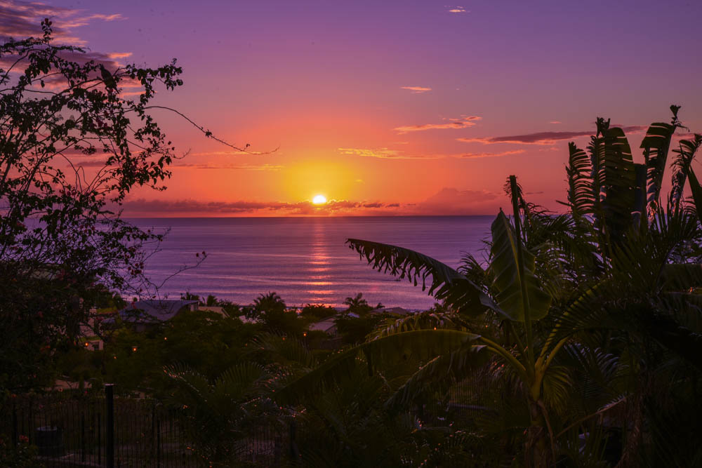 magnifique coucher de soleil visible depuis le jardin